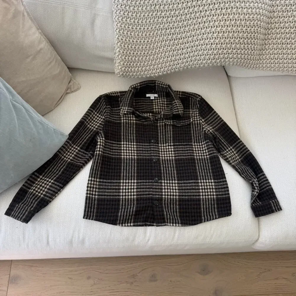 Reiss wool blend brown plaid kids flannel